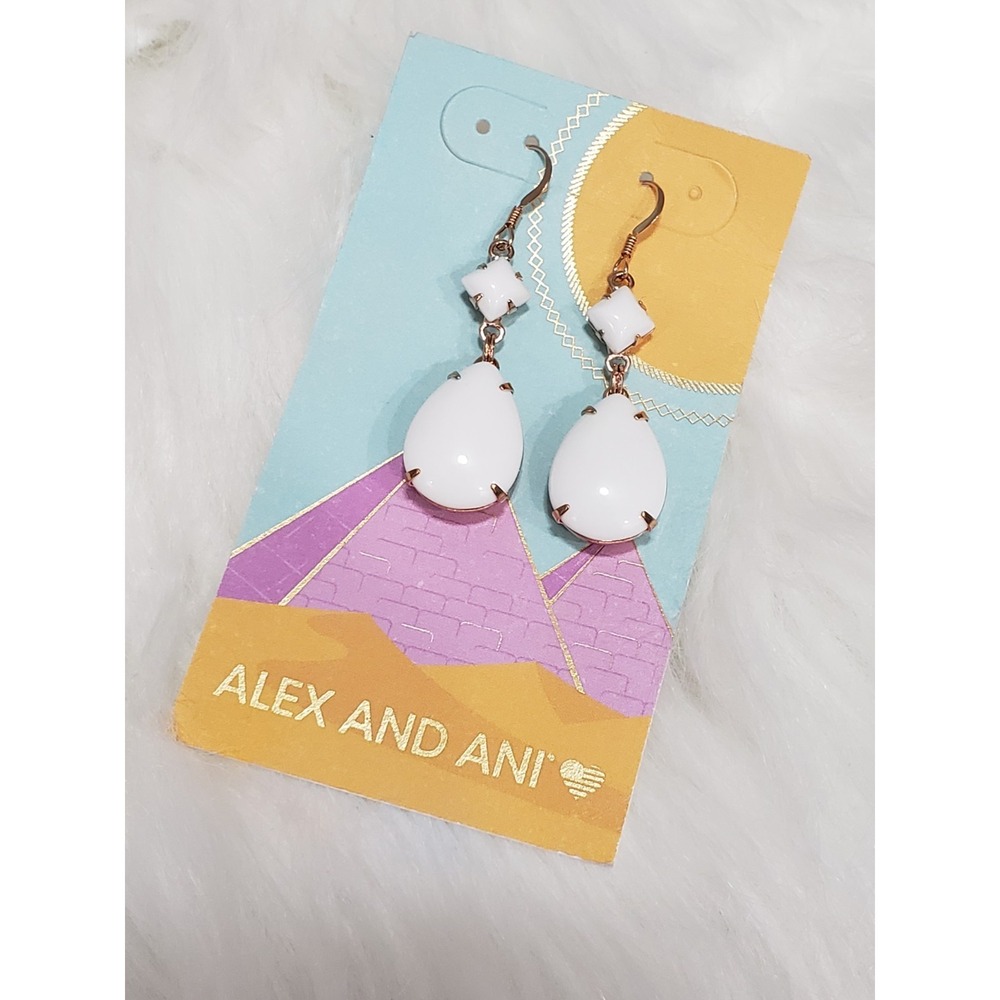 Alex and Ani Enlightenment Awaits White Teardrop Drop Earring DANGLE BOHO CHUNKY